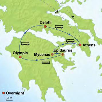 Grecian Escape (A) 6 Days from $968-Land Only, 3 Nights Athens & 3-Day Classical Tour 3-night hotel accommodations in Athens Breakfast daily while in Athens 3-day Classical Tour of Greece by