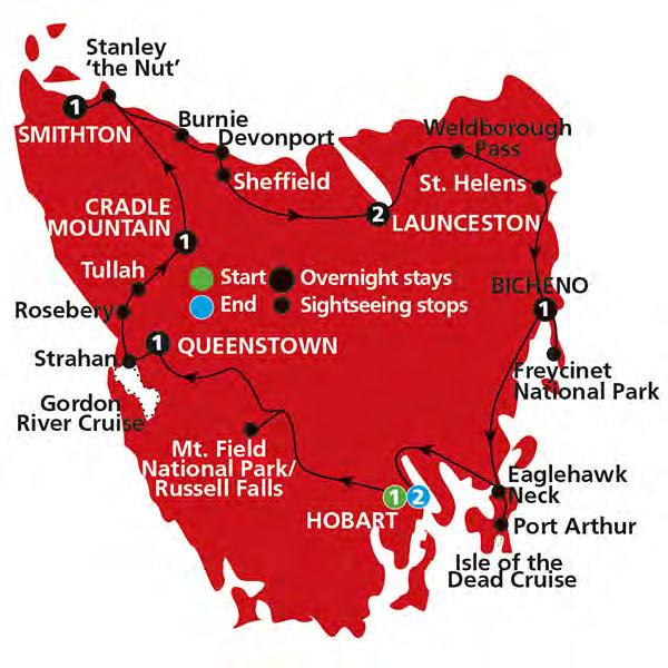 Includes Highlights Return airfare from your home port to Hobart Explore Hobart and Launceston Quality touring by air-conditioned coach with restroom Three-tiered Russell Falls Quality accommodation