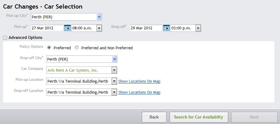 CHANGE CAR From the car sector, within the More Actions drop down select Change: This Car Make changes as required and select Search for Car Availability.