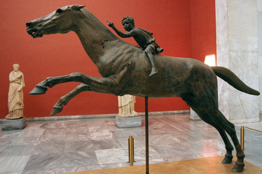 A boy jockey of the later Hellenistic period suggests how well the new naturalism of the Greek sculptors coped with movement.