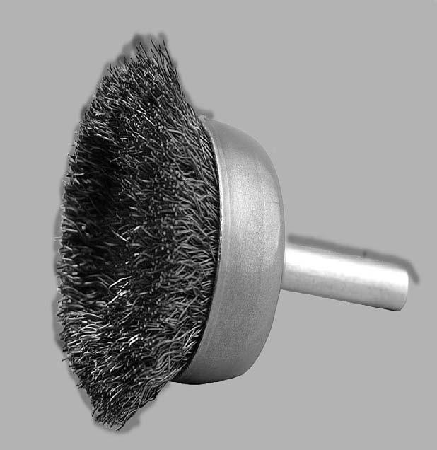 Crimped Wire, Stem Mounted, Utility-Cup Brushes for Higher-Speed Hand Tools Made with premium quality wire. All brushes are mounted on a 1/4 diameter stem for use with portable power tools.