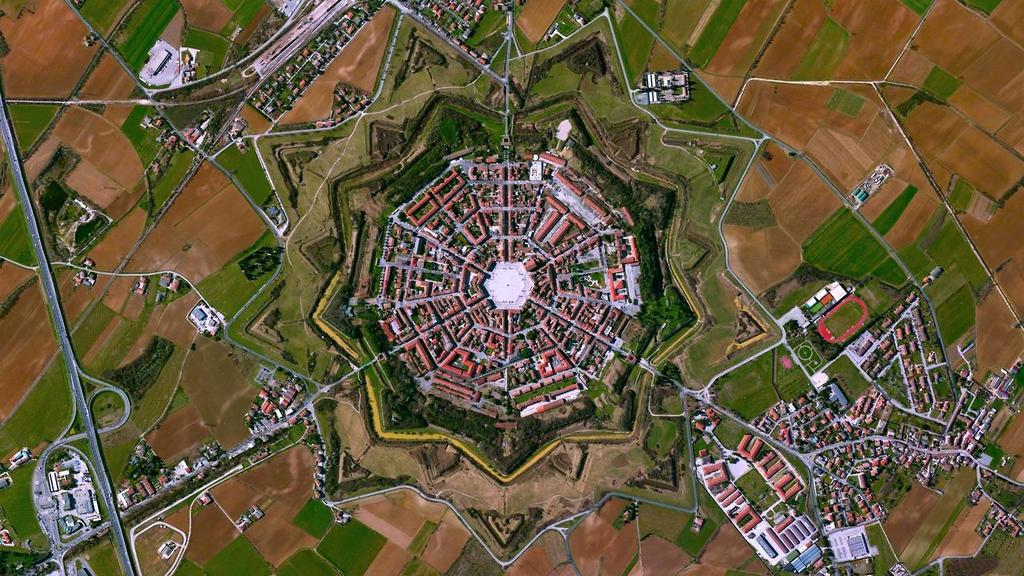 This is an aerial view of the City of Palmanova.