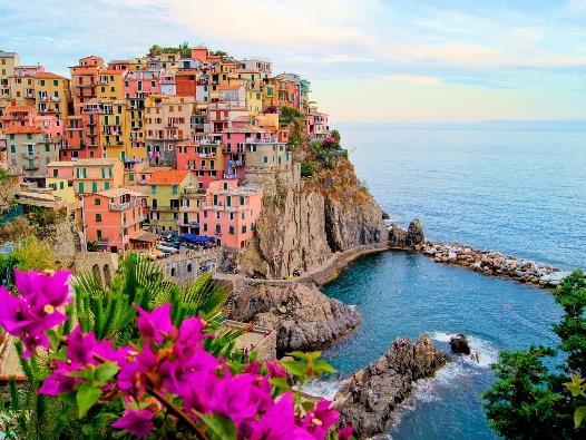 The Cinque Terre (the five lands) is a string of five fishing villages perched hing on the Italian Riviera which until recently were linked only by mule tracks and accessible only by rail or water.