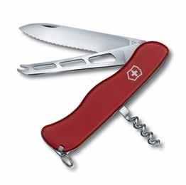 111MM 80833 CHEESE KNIFE 1 Large Serrated Blade 2 Perforated Blade with Fork Tip 3 Corkscrew 4 Key Ring 5