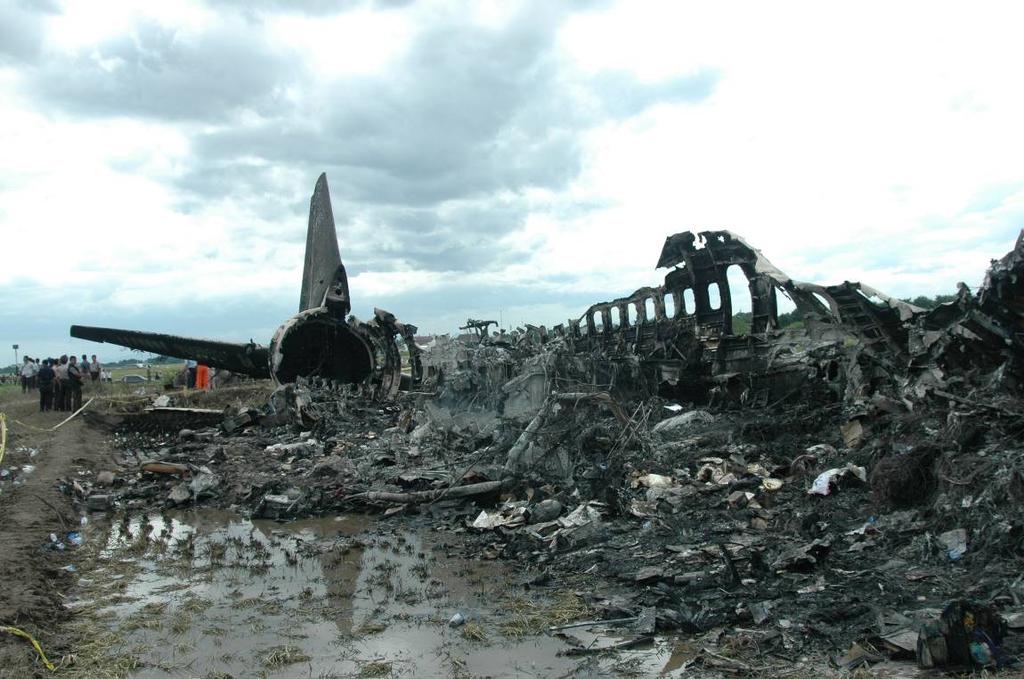 The aircraft was destroyed by impact forces and the intense fuel-fed, post-impact
