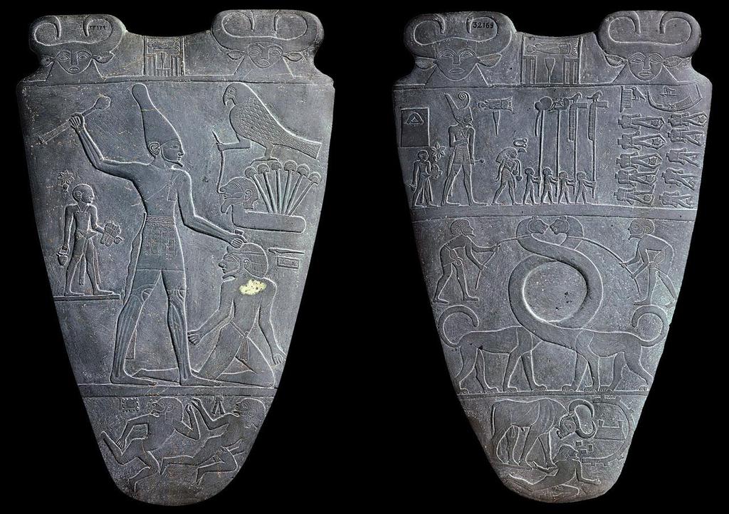 Narmer Palette, 3000-2920 BCE, slate, Egyptian Museum, Cario, Old Kingdom CONTEXT : Egypt beings with the unification of the country under King Narmer. Unification of Upper and Lower Egypt.