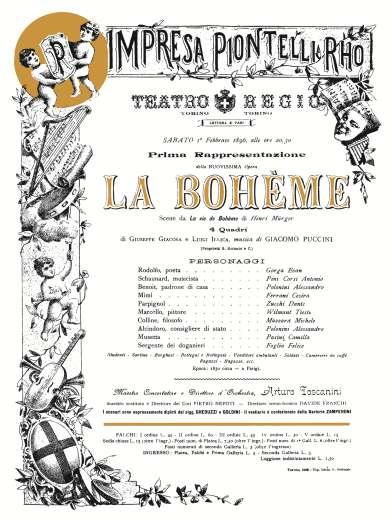 La bohème Giacomo Puccini a journey throughout more than a century 1896 :Year of the first performance in Torino, Teatro