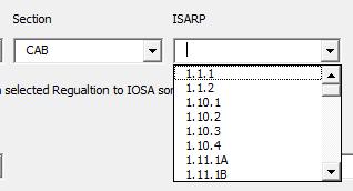 After this click on the List box and select one ISARP related to the Section selected at the step 1.