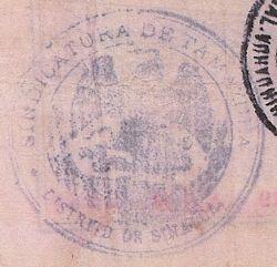 A 49mm blue oval stamp with JEFATURA POLITICA DEL DISTRITO NORTE ENSENADA and date in centre. Ensenada, the third largest city in Baja California, is situated 116 kilometres south of Tijuana.