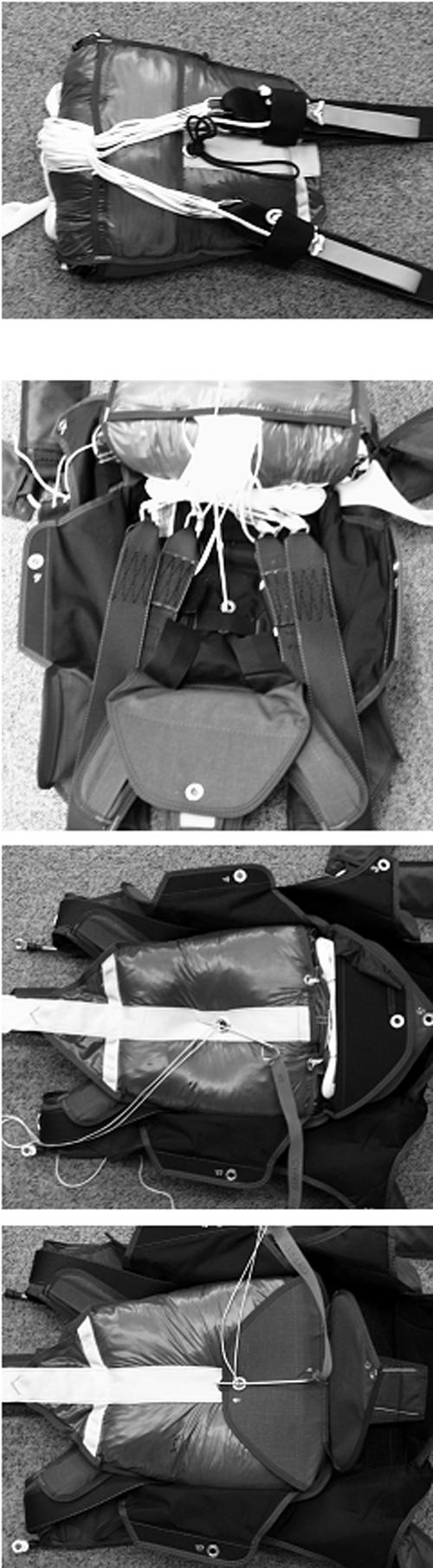 Page: 22 of 65 Loop the suspension lines in the line bag at the bottom of the freebag. Use Velcroprotecting strips so that the lines do not catch on the Velcro of the freebag.