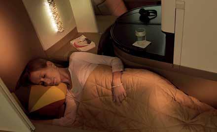 The seat converts into a comfortable fully-flat bed of up to 79-inches. Relax on all ultra long-haul flights on special mattresses for bedtime comfort in complimentary loungewear.