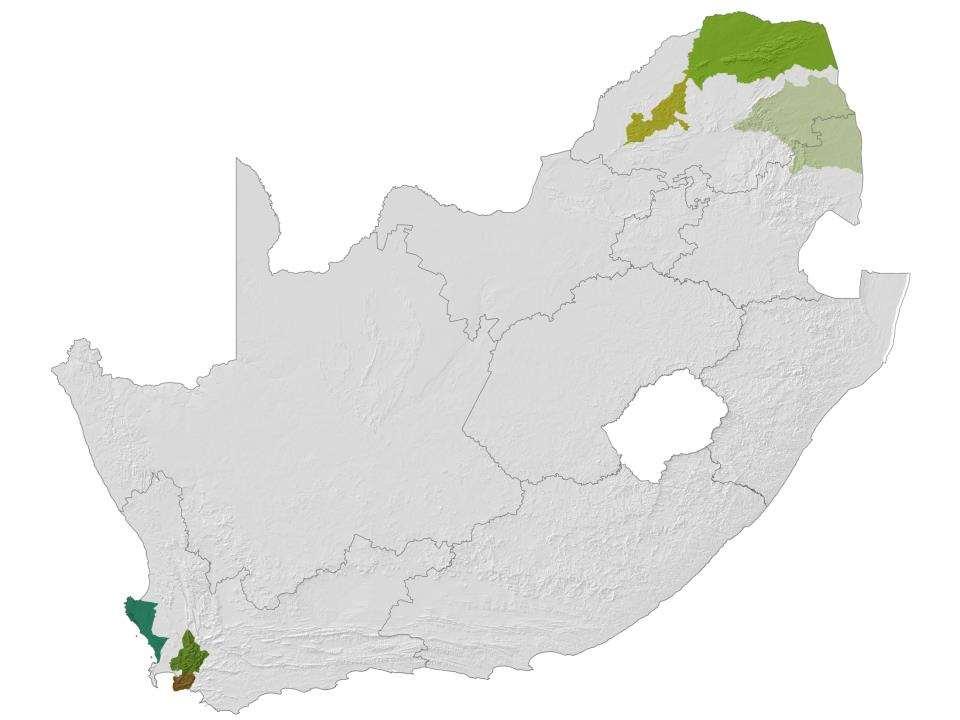 Distribution Spatial distribution of BRs in of SA BRs (2014) in SA (2014) 7 351 780ha Vhembe Biosphere Reserve 2009 3 037 590ha Cape West Coast Biosphere