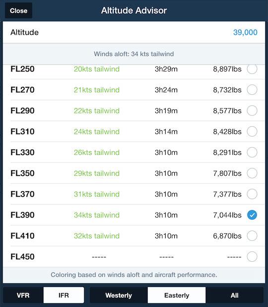 Altitude Advisor Altitude Advisor makes it easy to compare altitude options for your flight. When you create a new flight, the altitude is automatically set to your aircraft s default cruise altitude.
