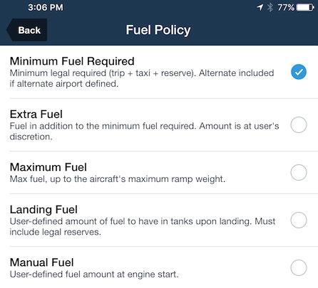 Extra Fuel - adds a new field below the Fuel Policy selector where you can specify a fuel amount in addition to the minimum fuel required for the flight.