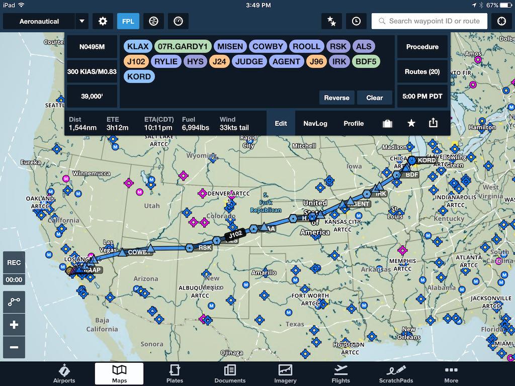 Performance Planning with Maps The Maps view includes many, though not all of the Performance-based planning tools found in the Flights view, and also includes unique capabilities such as Procedure