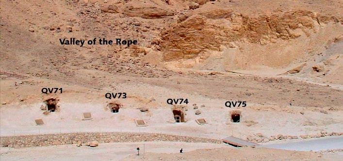 Area 4: QV 71 75 If a substantial flood event occurs, tombs QV 71 75 are vulnerable from upslope overflow from the Valley of the Rope drainage path to the north.