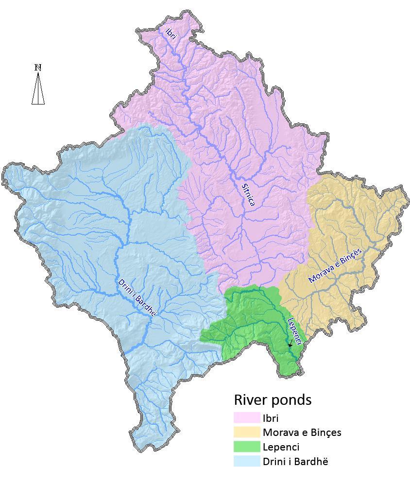 Map of river ponds in
