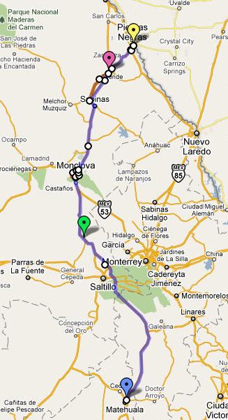 Pátzcuaro to Piedras Negras/Eagle Pass Part 2 Note 1: Northbound trip departure May 9, 2011. Approximate drive time 15 hours with overnight stop in Matehuala.