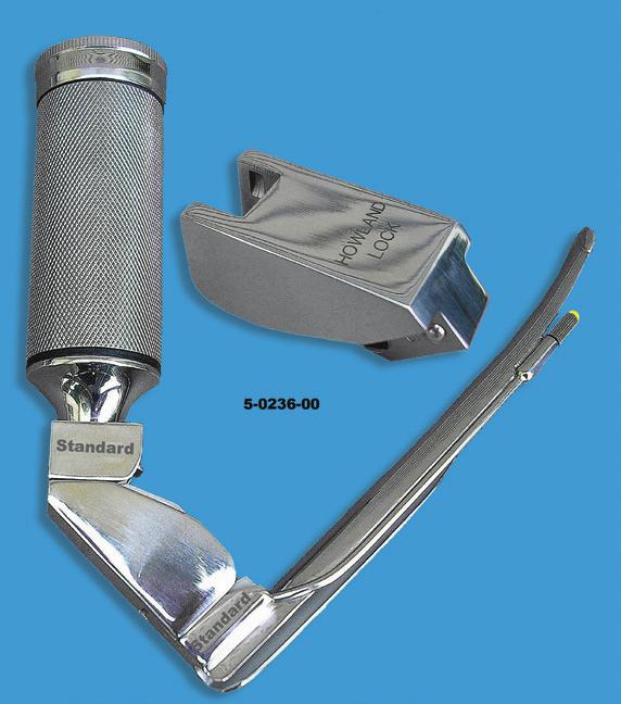 Conventional Handles & Locks Chrome plated and stainless steel waterproof handles are available from SunMed for use with conventional laryngoscope blades. Conventional Howland Lock also available.
