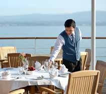 Coffee Station Staff Cabin Staff Cabin Deluxe Balcony Suite Restaurant Lido Deck The Club Standard Suite Your Dining With only one sitting and a maximum of just over 100 passengers, the cuisine on