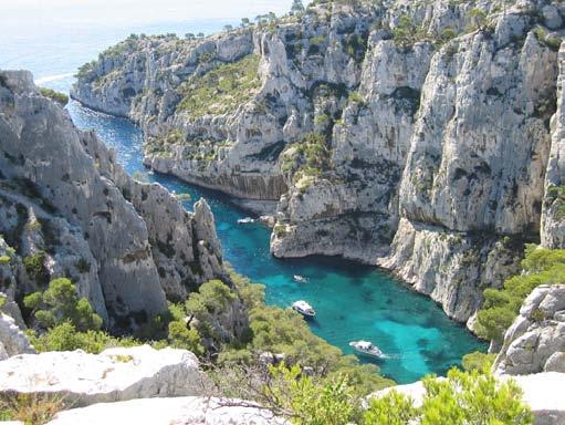 com LES CALANQUES The Massif des Calanques is a wild and rugged terrain, not far from Marseille, one of France s great natural beauty areas, comprising nine creeks made of white rocks, overlooking
