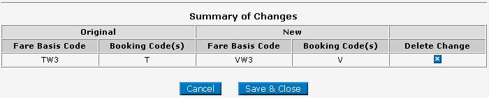 Module 10: Copying a Contract The new fare basis codes and booking codes appear in a summary in the lower portion of the screen. 9.