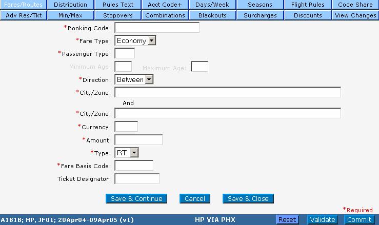 Module 6: Creating a Standard Contract Fare Detail Window The Fares Detail window appears.