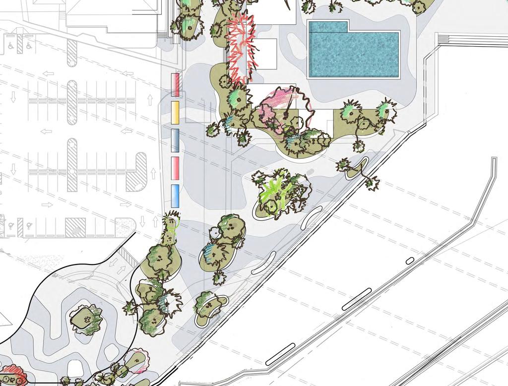 ENLARGEMENT KEY NEW OVERHEAD TRELLIS EXISTING POOL FOOD TRUCK PARKING RELOCATED PUMP-HOUSE CG LLC PUBLIC ART PLAZA 3 SAFETY ZONE
