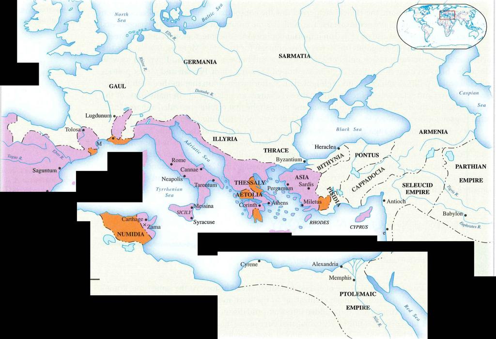 4 The Expansion of the Roman Republic, 133 e.c.e. By the end of the Punic Wars, Rome dominated much of the Mediterranean world. Diocletian Roman emperor from 284 to 305 c.e.; restored later empire by improved administration and tax collection.