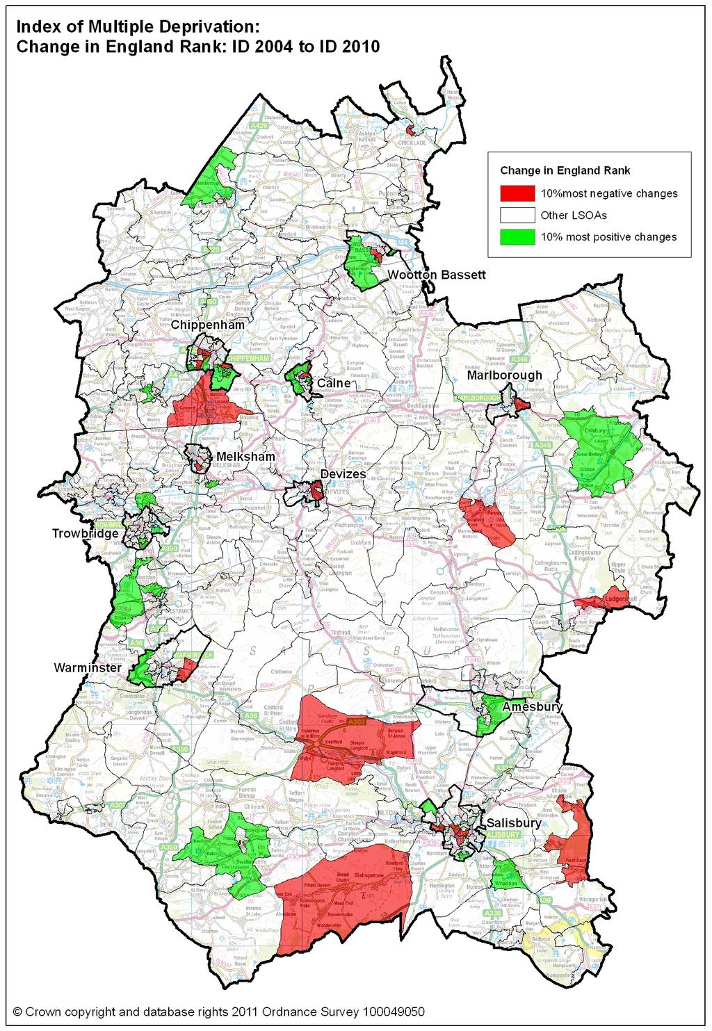 3. Local Variations in Deprivation Figure 3.3. Wiltshire s LSOAs that have seen the