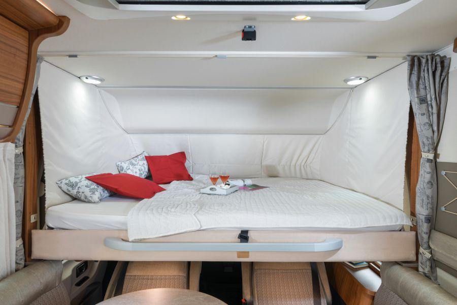 Maximum freedom of movement The standard fold-down bed, which is securely supported at the head and foot end when