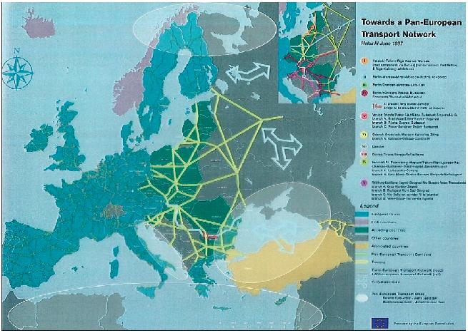 5.1.3. Paneuropski koridori i proširenje TEN-T mreže na jugoistok Europe Na Trećoj paneuropskoj konferenciji održanoj 1997.
