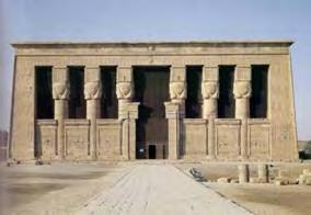 (Malek 341) Dendera display three registers of decoration and are topped by heads of the goddess and square capitals (Pemberton and Fletcher 231).