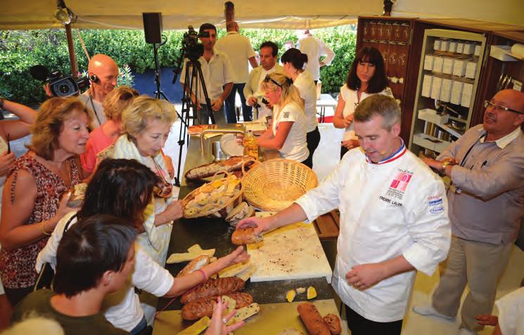 Clockwise from top left: Boulanger Frédéric Lalos gives a demonstration of his art; with views such as this it s easy to fall under spell; the village is rightly proud of its gastronomic revival chef