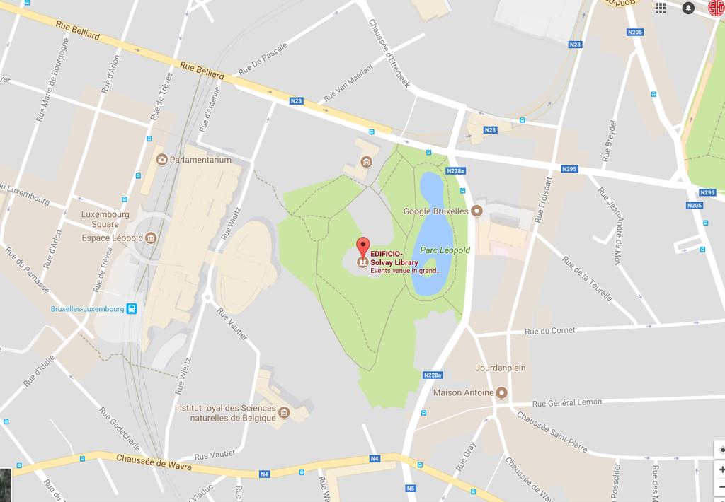 VENUES INFORMATION & HOW TO GET THERE Bibliothèque Solvay 1040, Rue Belliard 137, 1000 Bruxelles La Bibliothèque Solvay is located in the Parc Léopold, at the heart of Brussels and next to the