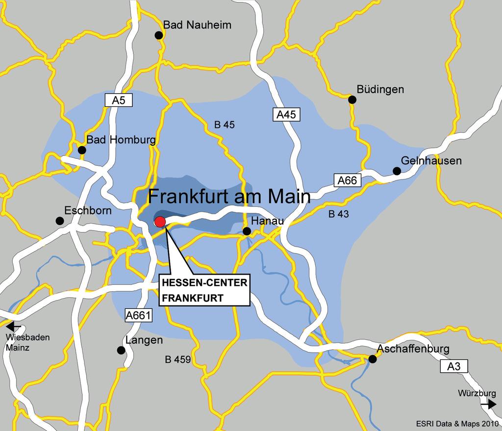 Accessibility / Catchment Area Freeway A66, which is discontinued in Frankfurt,