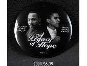 25 cm button ~ campaign - material ~ plastic ~ paper material ~ metal ~ pin Object ID: 2009.56.40 L: 7.