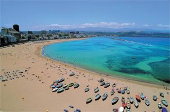 Gran Canaria - Fuerteventura - Lanzarote Gran Canaria Fuerteventura The peaceful island, Fuerteventura, stretches over the Atlantic like a magic desert, circled by warm, white sands and bathed by a