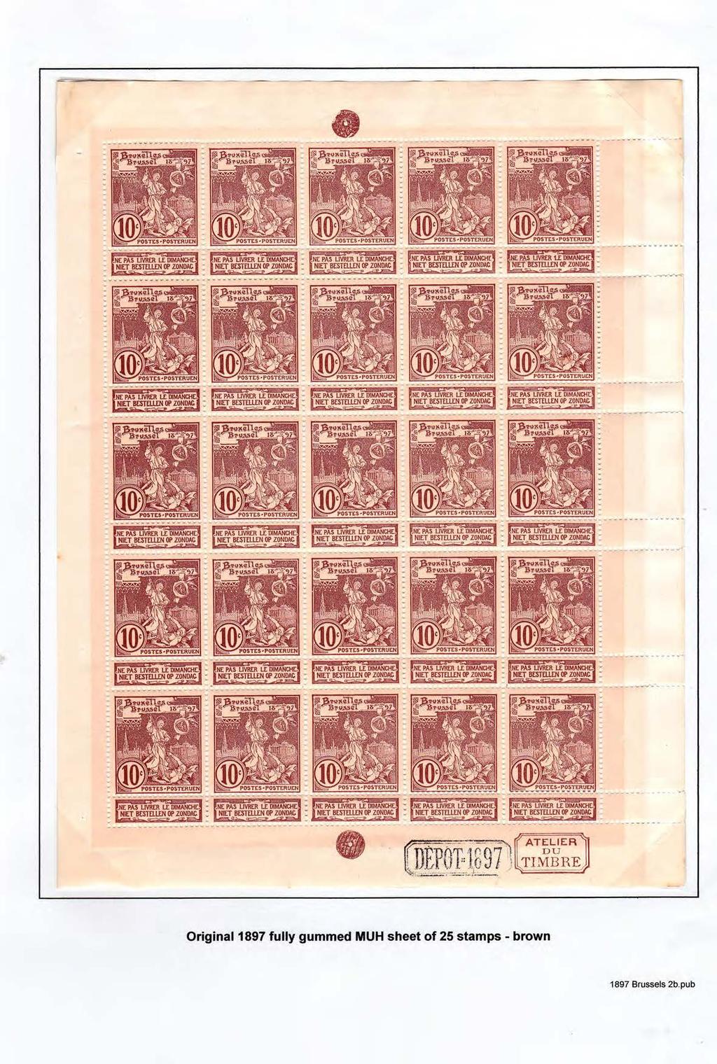 Original 1897 fully gummed MUH sheet
