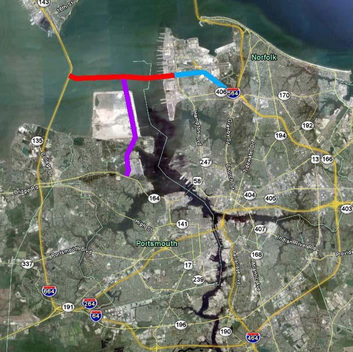 Project Description FROM: I-564 Intermodal Connector TO: I-664 & VA-164 DESCRIPTION OF WORK: Segment 1 New 4-lane roadway and bridge from I-664 near southern end of Monitor Merrimac Memorial