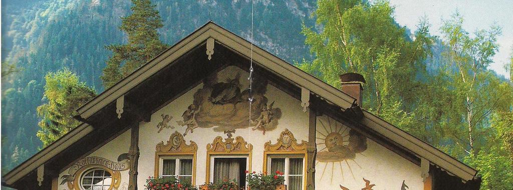 Typical German house with painting Oberamergau.