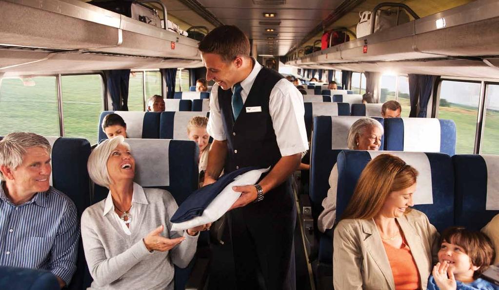 Amtrak Superliner Trains COACH CLASS SEAT Two wide seats with ample leg room on each side of the aisle.