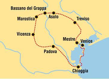 Day 2: Mestre / Venice Chioggia (Public transport in Venice) For an independent tour starting in Mestre, you meet our representative in the hotel s reception area at 8.30 am.