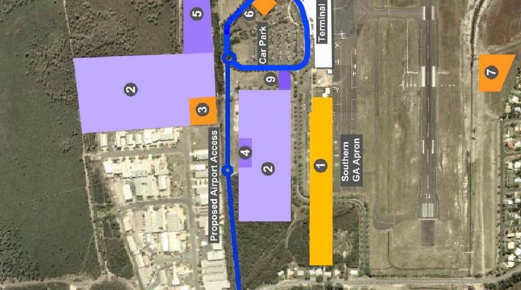 When the proposed new airport access road is constructed, new sites will be created at the southern end of the precinct. At present, four sites are leased to flying training schools.