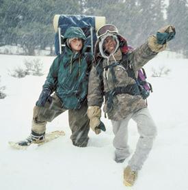 snow in the air and a chilly wind in your face. Good friends join the fun.