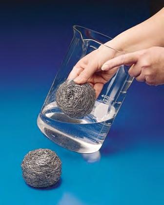Stainless Steel Sponge Cleans without Scratching. Scrub glassware and stainless steel products sparkling clean without damage to labware. For use with or without detergents.