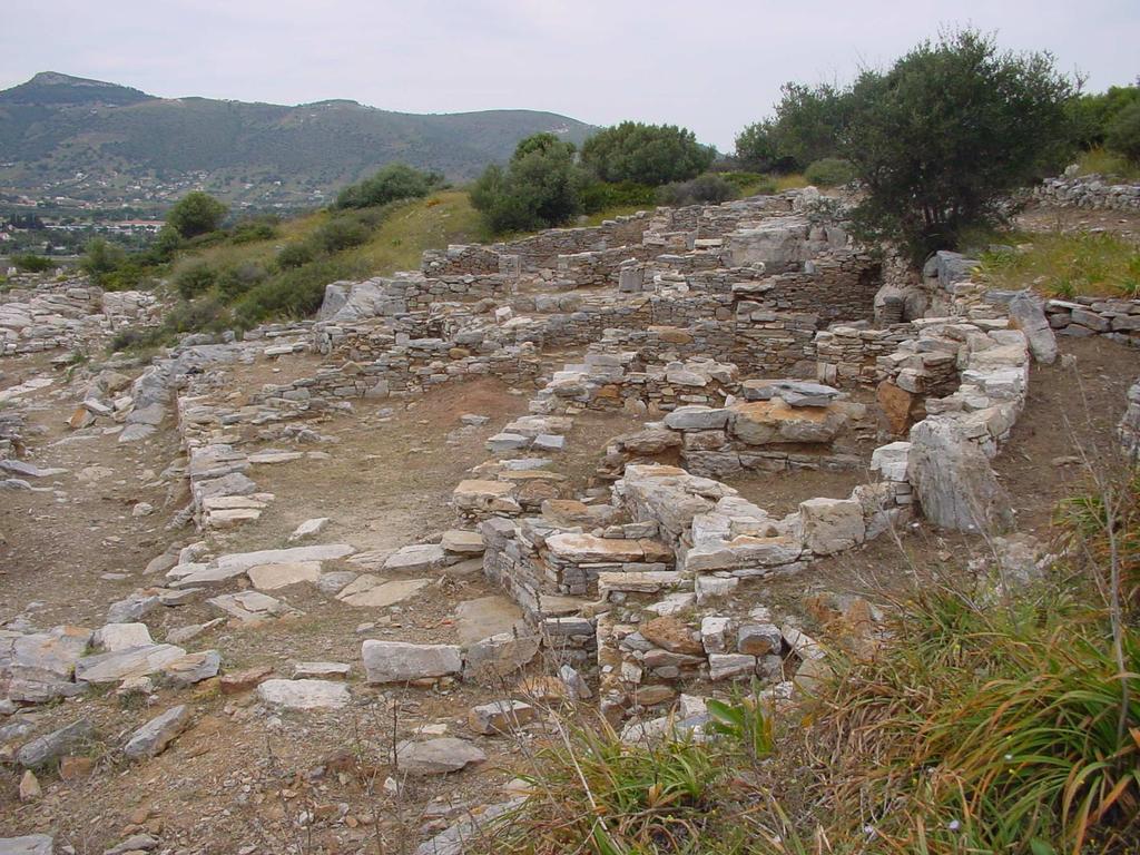 Fig. 1. Thorikos. Industrial Quarter, House 1, viewed to the northwest after cleaning campaign (17.04.2007). E was raised after the conclusion of the excavation in 1963.
