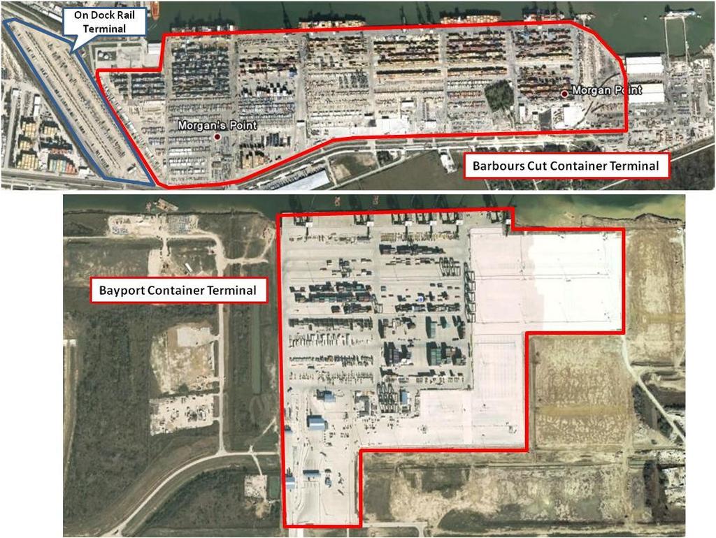 Exhibit 152: Port of Houston Terminals Source: Google Earth Image Date January 9, 2008 Barbours Cut is the port s largest terminal with a total of 303 acres and 165 acres of CY space.