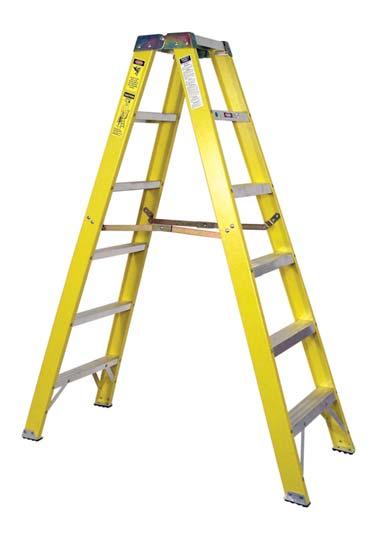 Non-slip rubber shoes on bottom of legs help keep ladder stable. 250 lb.