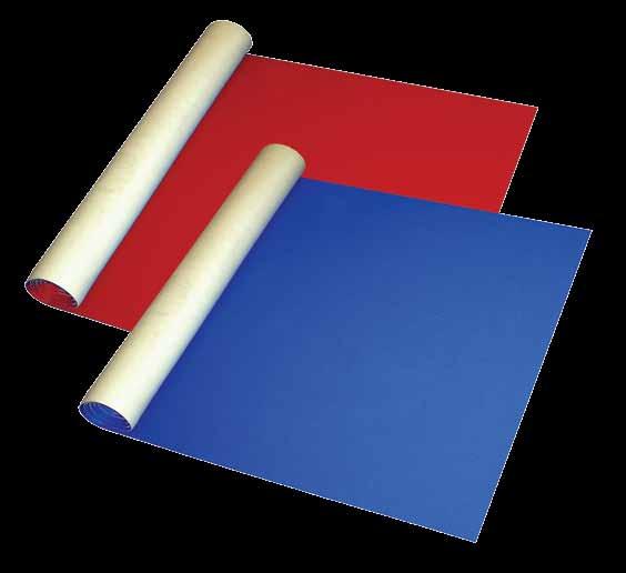 Non-slip neoprene is perfect for hardwood, tile and carpets. Available in red or blue. 27 wide rolls.